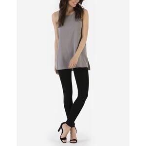 R/LABEL Silk Tunic Tank Womenbs Medium Gray Sleeveless Scoop neck Layering Corp